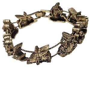 Vintage Nautical Scenic Chunky Charm Bracelet Maritime Fashion Jewelry Women